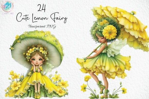 Download Whimsical Cute Lemon Fairy Clipart PNG - Cute Collection