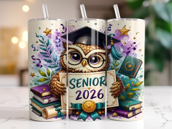 Download Owl Graduation Senior 2026 Tumbler Wrap - Graduation senior Collection