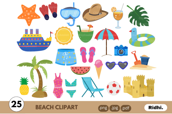 Download Cute Beach Clipart Bundle - Cute Collection