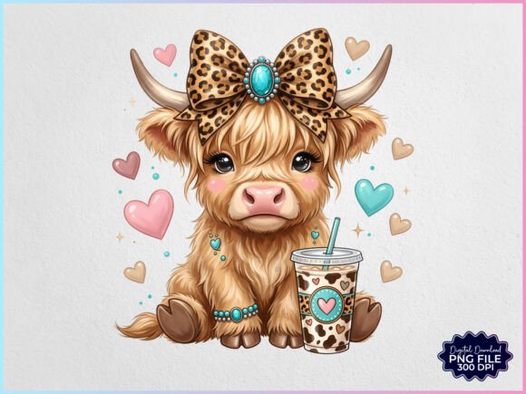 Download Cute Western Highland Cow Coffee PNG - Cute Collection