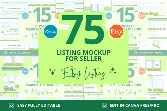 Download 75 Pages Etsy Canva Mockup Bundle - Mockup Collection