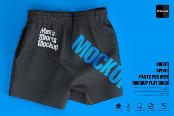 Download Short Sport Pants for Men Mockup Flat - Mockup Collection