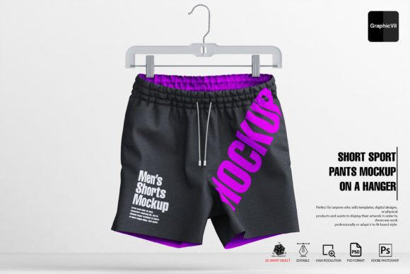 Download Short Sport Pants Mockup on a Hanger - Mockup Collection