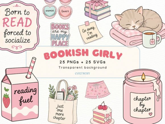 Download Bookish Girly Cliparts, Cute Reading PNG - Cute Collection