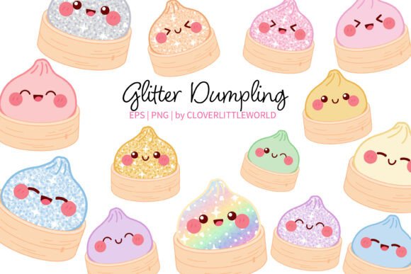 Download Cute Glitter Dumpling in Steamer Basket - Cute Collection