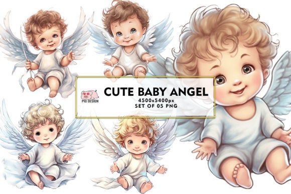 Download Cute Baby Angel Watercolor Sublimation - Cute Collection
