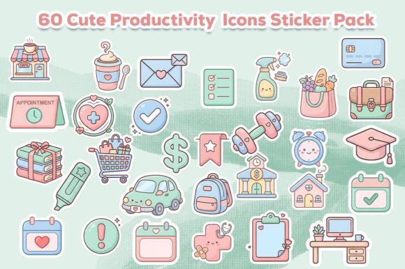 Download Digital Cute Productivity Icons Stickers - Cute Collection
