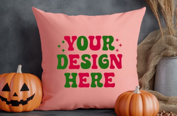 Download Fall Throw Pillow Mockup Halloween - Mockup Collection