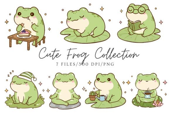 Download Cute Frog Daily Life Sticker Set - Cute Collection