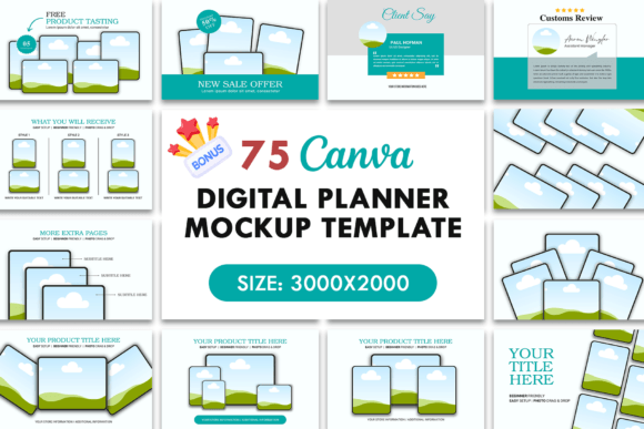 Download 75 Digital Planner Listing Canva Mockups - Mockup Collection