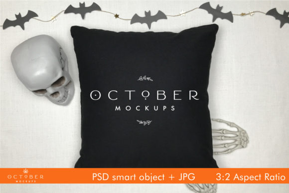 Download Black Pillow Mockup Halloween - Mockup Collection