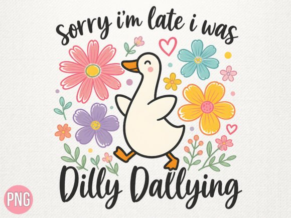 Download Cute Floral Duck Dilly Dallying PNG - Cute Collection