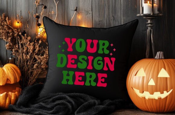 Download Fall Throw Pillow Mockup Halloween - Mockup Collection
