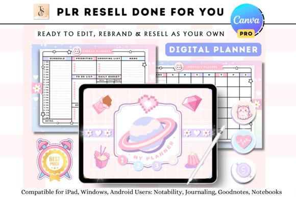 Download PLR Resell Editable Cute Digital Planner - Cute Collection