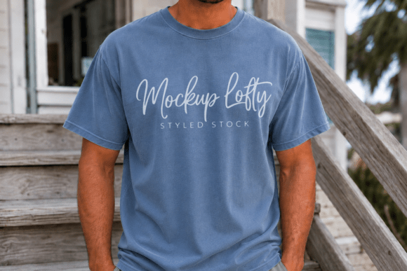 Download Comfort Colors C1717 Blue Jean Mockup - Mockup Collection