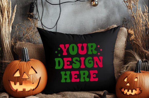 Download Fall Throw Pillow Mockup Halloween - Mockup Collection