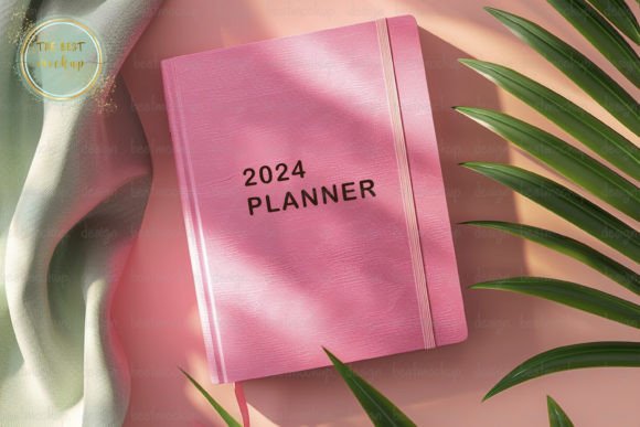 Download 2024 Planner Pink Book Cover Mockup - Mockup Collection