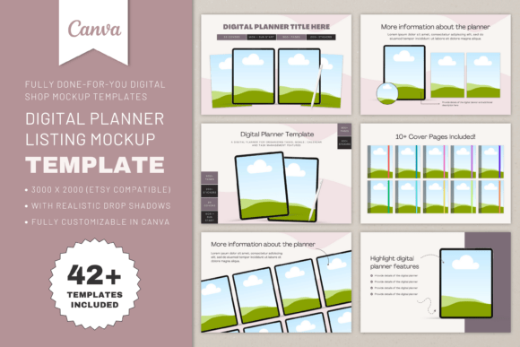 Download Portrait Digital Planner Listing Mockup - Mockup Collection