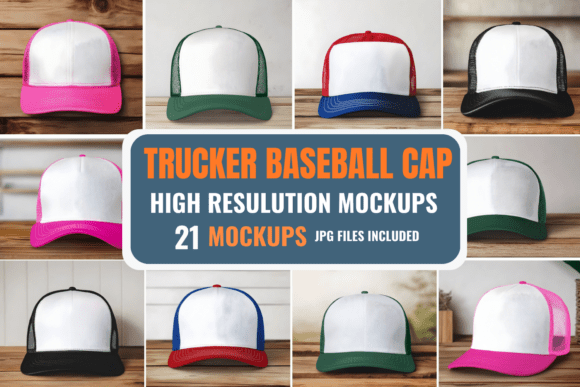 Download Trucker Baseball Cap Mockup Bundle - Mockup Collection