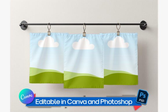 Download Flat Hanging Fabric Pattern Mockup - Pattern mockup Collection