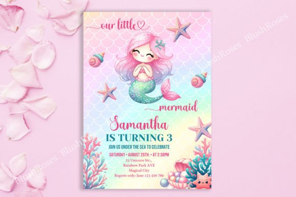 Download Cute Little Mermaid Birthday Invitation - Cute Collection