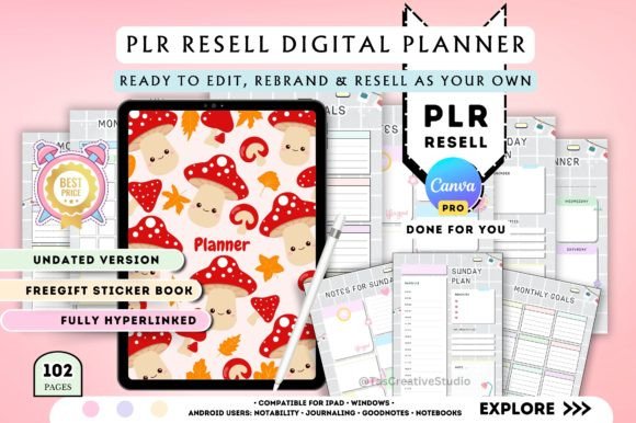 Download Customizable PLR Cute Digital Planner - Cute Collection