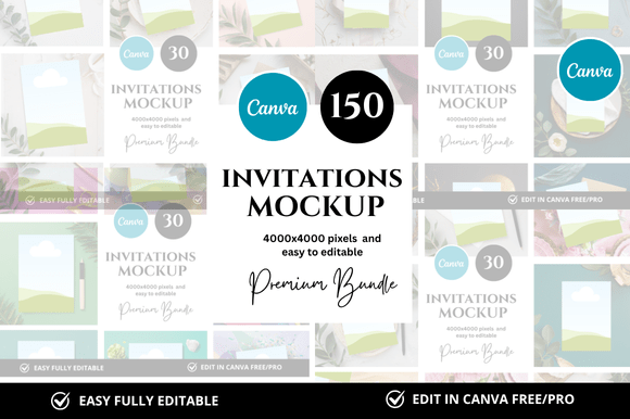 Download 150 Invitation Canva Mockup Bundle - Mockup Collection