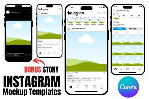 Download Instagram Mockup Templates Canva + Story - Mockup Collection