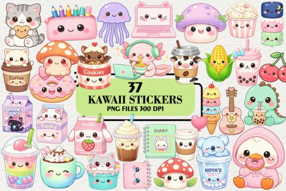 Download Kawaii Cute Stickers Clipart Bundle - Cute Collection