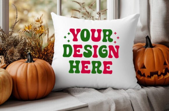 Download Fall Throw Pillow Mockup Halloween - Mockup Collection