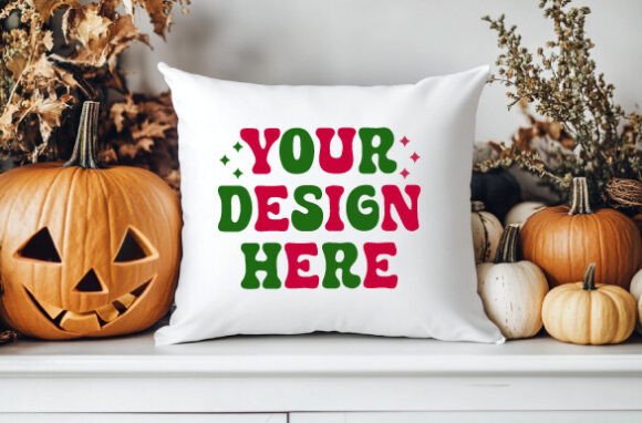 Download Fall Throw Pillow Mockup Halloween - Mockup Collection