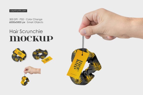 Download Hair Scrunchie with Label Mockup Set - Mockup Collection