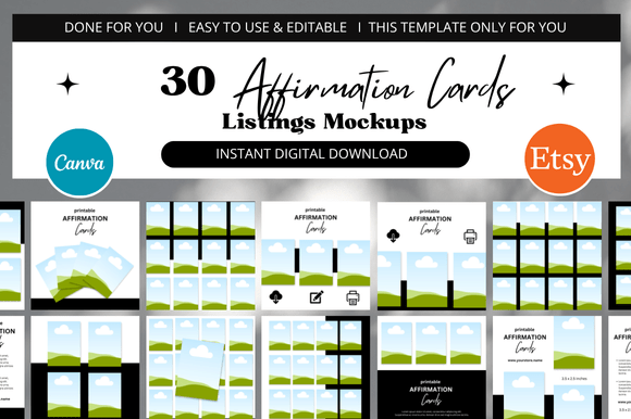 Download 30 Affirmation Cards Etsy Listing Mockup - Mockup Collection
