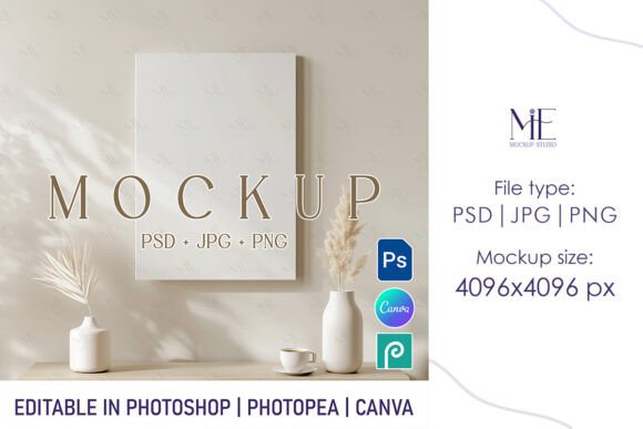 Download Vertical Canvas Mockup PSD &amp; PNG Canva - Mockup Collection