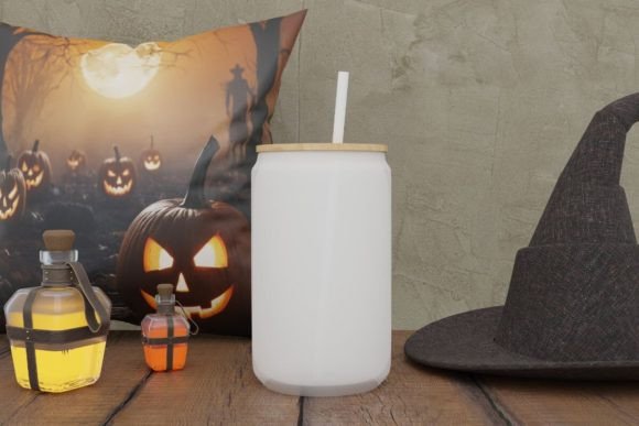 Download Frosted Glass Can Mockup - Halloween - Mockup Collection